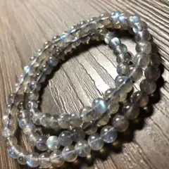 【自己開発】【1454】☆天然石☆ラブラドライト3連ブレス4.5ミリ