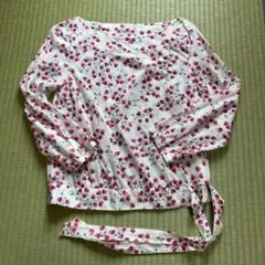 ロペ　花柄長袖シャツ ウエストリボン付き