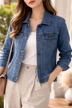 レディース デニムジャケット Gジャン Mサイズ ストレッチデニム 美品