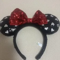 ミニーマウス風カチューシャ（スパンコール・ハート）