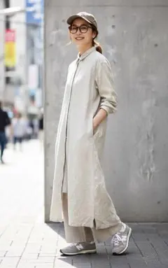 アーバンリサーチドアーズ　リネンバックタックシャツワンピース　ベージュ