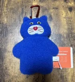 mojojojo カラビナ付きぬいぐるみポーチ ねこ 青　nicky