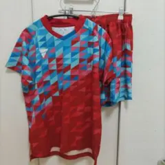 VICTAS 卓球ウェア Sサイズ 上下セット赤青幾何学模様