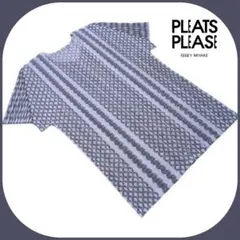 PLEATS PLEASE 総柄 プリーツカットソー イッセイミヤケ グレー Lのサムネイル