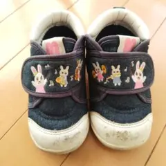 Mikihouse うさぎデザイン デニムベビースニーカー 14.5cm