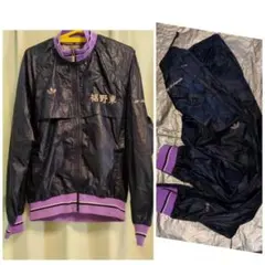 80年代 adidas デサント ナイロンジャケット M パープル　丈63パンツのサムネイル