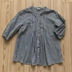 CINEMA CLUB 五分袖チェックシャツ