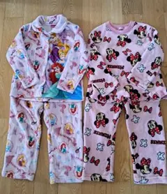 ディズニー ミニー&プリンセス パジャマ 2点セット 120cm フリース