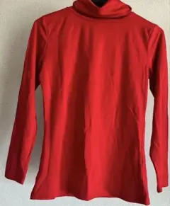 タートルネック長袖トップス★レッド　裏起毛