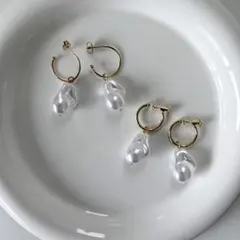 バロック オイスター パール ブライダル 結婚式 お呼ばれ ピアス イヤリング