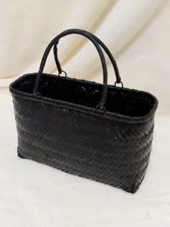 竹籠バッグ 網代編み 黒 巾着付き 和装 希少品！ - メルカリ