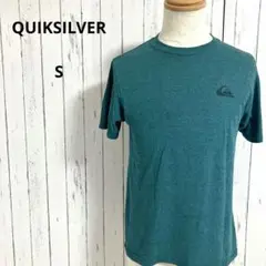 クイックシルバー☆半袖　Tシャツ　ロゴプリント　無地　S　緑系　メンズ