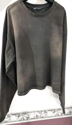 ZARA ウォッシュ加工 ロングスリーブTシャツ グランジ ダメージ 古着 長袖