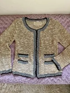 Ray Beams ニットカーディガン ベージュ・ブラック