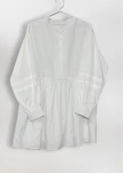 INGNI 白ブラウス バンドカラー チュニック ギャザー 美品 ゆったり