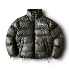 FIRST DOWNダウンジャケット肉厚リバーシブル刺繍ロゴ水甚ブラックグレーM