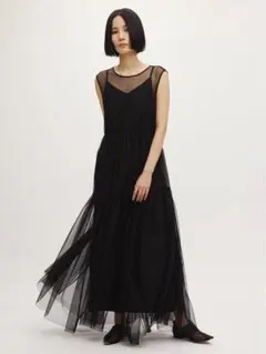 Ameri BLACK TULLE WAVE TIERED DRESS - メルカリ