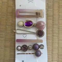 パープル系 ヘアピンセット 6本