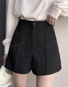 SHEIN DAZY 無地柄 ハイウエスト ワイドレッグショートパンツ