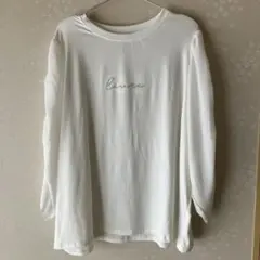 ホワイト 長袖シャツ 刺繍入り