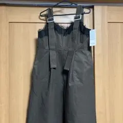 ブラウン レース付きサロペット