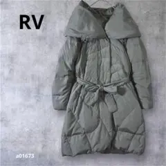 【RV】ダウンコート　ビッグカラー　フェザー　ロング丈　秋冬　グレー　Mのサムネイル