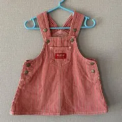 OSHKOSH 赤ストライプサロペットスカート オーバーオール80cm