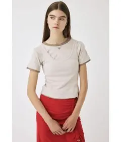 MOUSSY LAYERED SET Tシャツ　ベージュのサムネイル