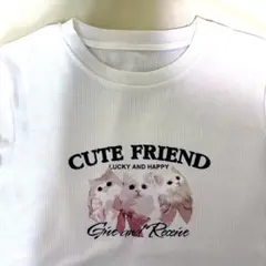 SHEIN 猫プリント リブTシャツ ホワイト XLのサムネイル