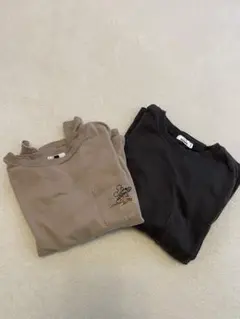 ベージュ 長袖カットソー ポケット付き　130センチ2枚セット