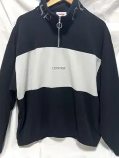 CONVERSE⭐︎ハーフジップ⭐︎トレーナー / L ブラック/グレー