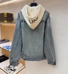 CELINE フード付き プリント デニムジャケット