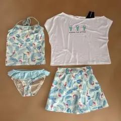 150 ピンクラテ　水着セットアップ　フラミンゴ柄水着セット　4点セット