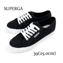 未使用品 SUPERGA 厚底 キャンバススニーカー 黒 白 スペルガ 25cmのサムネイル