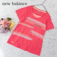【M】ニューバランス　半袖Tシャツ　刺繡ロゴ　グラフィックライン　吸汗速乾性
