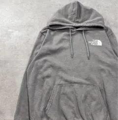 ザノースフェイス　ブランドロゴ　デカロゴ　パーカー　古着　杢グレー　L