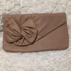 立体リボンのクラッチバッグ★くすみカラー　ポーチ　クラッチ