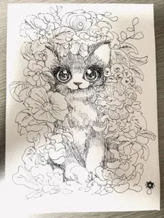 子猫のイラスト ペン画 アート