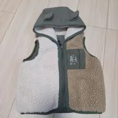 耳付きフードベスト　ボア　キルト　リバーシブル　80㎝　Breeze