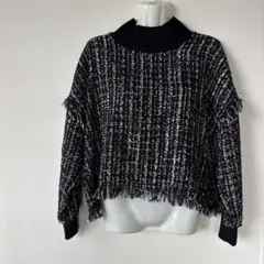 値下げ！送料込♡フリンジ付きツイードニット