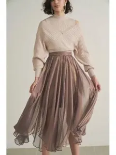 【美品】Lily Brown シアーラメスカート LAV F