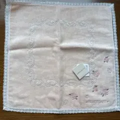 JILL STUART オレンジピンク刺繍ハンカチ