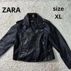 ZARA ライダースジャケット フェイクレザー ベルト付き 羽織り　ブラック
