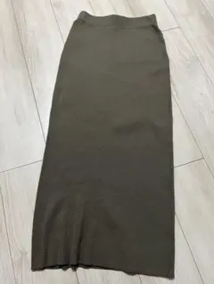 リブ編みタイトスカート ワンサイズ オリーブ