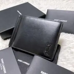 ⭐︎希少⭐︎美品⭐︎サンローラン 二つ折り マネークリップ カサンドラ レザー 黒ロゴのサムネイル