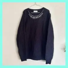 11/30❣️LEPSIM ビジュー付き Ｕニット ウールモヘヤ混　キレイめ　美品