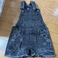 GAP KIDS ブラックオーバーオールショートパンツ XS サロペット　デニム