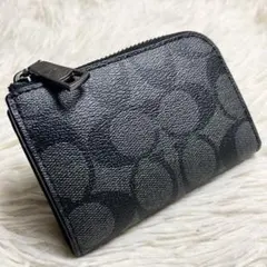 (未使用品)大人気、コーチ、折財布、オールレザー、PVC、シグネチャー、黒シグ 未使用品)大人気、コーチ、折財布、オールレザー、PVC、シグネチャー