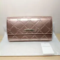新品 ピンキーアンドダイアン 長財布 エナメル 本革 ピンクゴールド