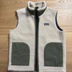 Patagonia フリースベスト キッズLクリーム/オリーブ